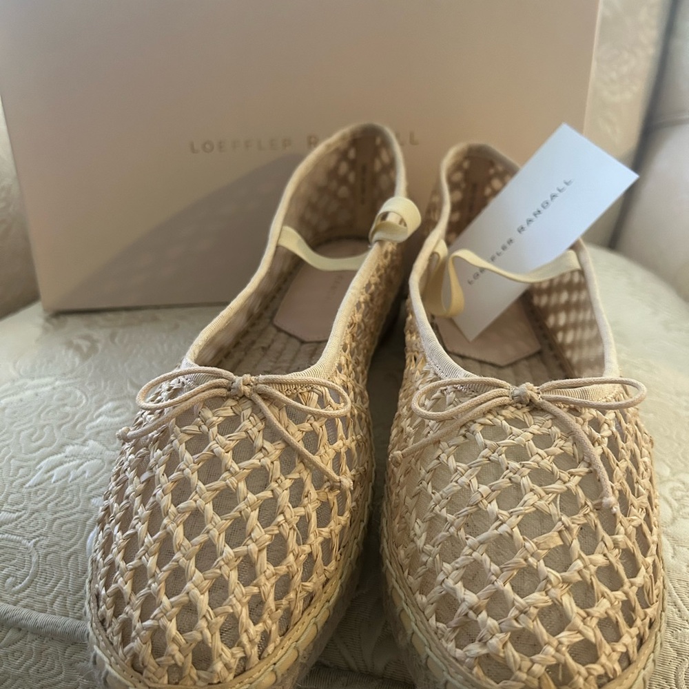 Loeffler Randall Cream Woven Espadrilles
